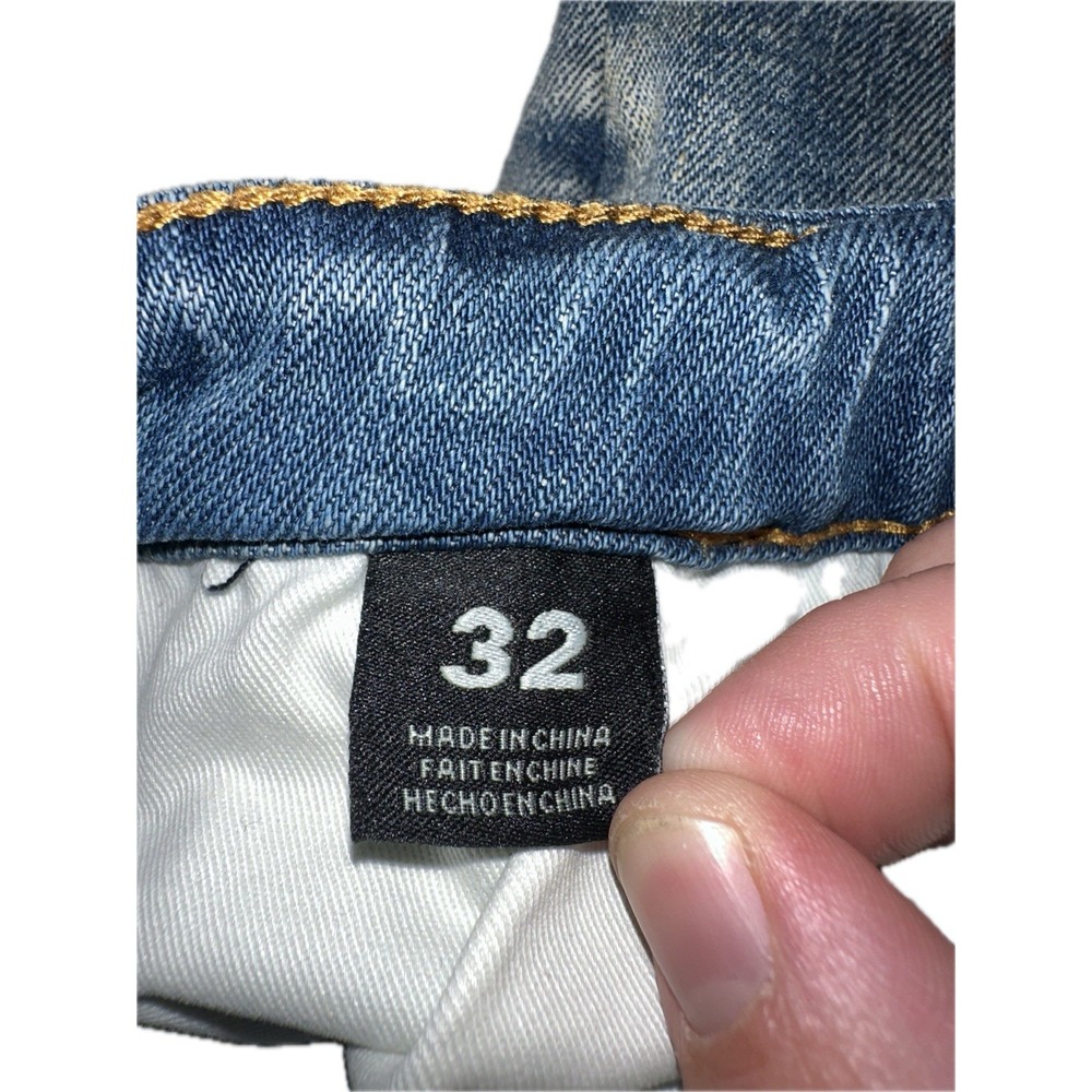 Men's 32x32 Distressed Denim Jeans‎ Embellish Light Wash - Picture 3 of 5